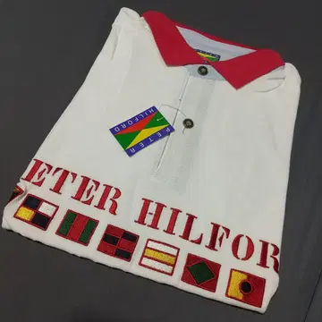 새상품 PETER HILFORD 골프 피케 셔츠 화이트/레드