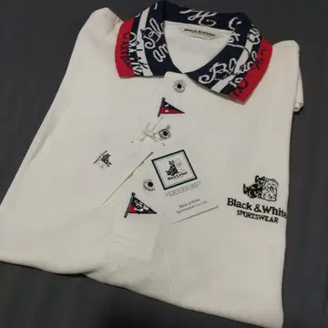 새상품 Black & White 골프 반팔 피케 셔츠 화이트