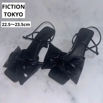 [ FICTION TOKYO ] 리본 힐 샌들 블랙 사이즈 1
