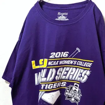 챔피온 LSU 월드 시리즈 로고 T셔츠 퍼플 보라색 XL 구제 의류