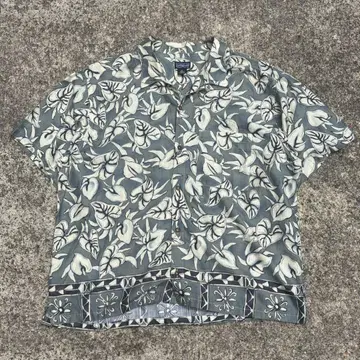 90s Patagonia 파타고니아 리프 무늬 반팔 AC 패널 프린트 셔츠 XL