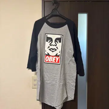 OBEY 래글런 7부 소매 T셔츠 그레이 블랙