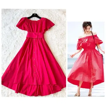 And Couture 앙데팡당 빨간색 프릴 2way 원피스 벨트 포함