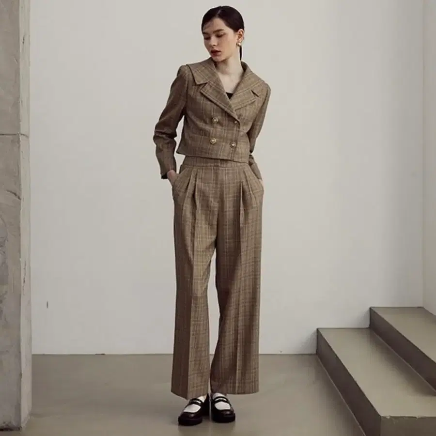 (새상품) 에고이스트 22fw 투턱 와이드 슬랙스 팬츠 26