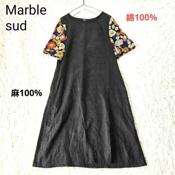marble SUD 마블슈드 린넨 롱 원피스 꽃무늬 자수