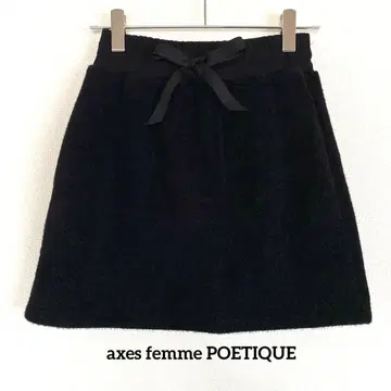 axes femme POETIQUE 블랙 모코모코 미니 스커트 리본 M
