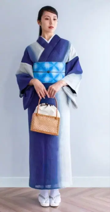 면 린넨 기모노 흐림 염색 여름 기모노