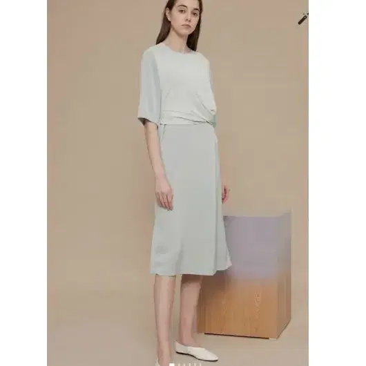 래트 LATT 드레이프 텍스처 블록 원피스 55 사이즈 정품