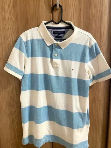 [ 구제 의류 ] Tommy Hilfiger 피케 셔츠 보더 슬림 핏 L