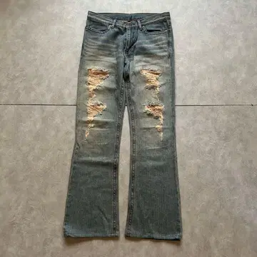 grunge fade damage flare denim pants y2k