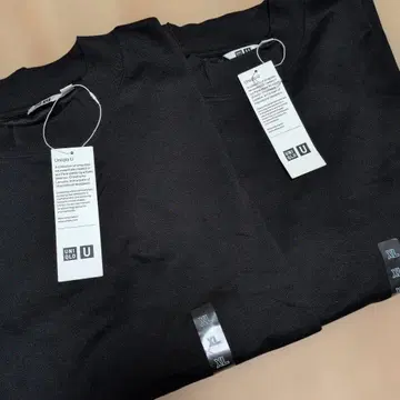 UNIQLOU 에어리즘 코튼 모크넥 T셔츠 XL 블랙 2장