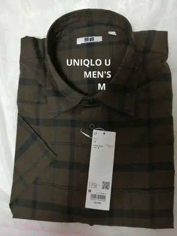 면 100% [택 포함 새상품] UNIQLO U 반팔 셔츠 다크 브라운 M