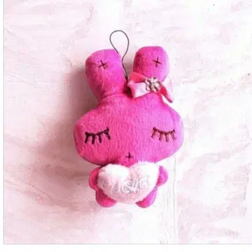토끼 봉제 인형 키링 핑크