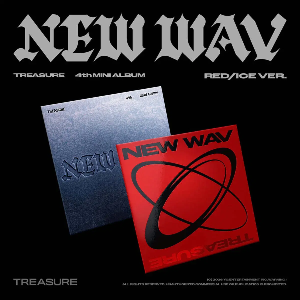 Sealed) Treasure 4th Mini Album NEW WAV RED/ICE VER.
