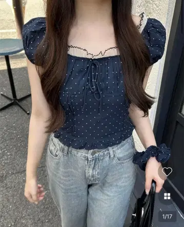 도트 블라우스 & 스크런치