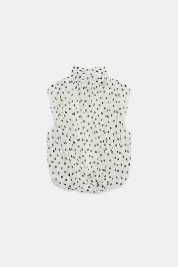 ZARA 자라 드레이프 벌룬 도트 상의