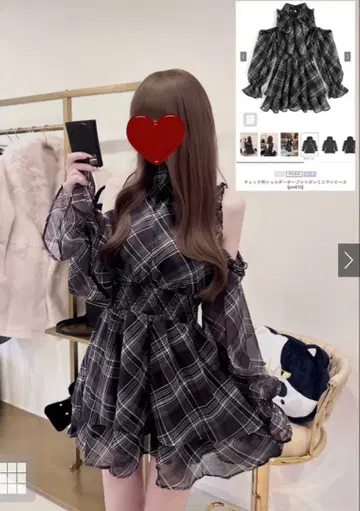 GRL 2Way 체크 무늬 숄더 오픈 리본 미니 원피스[pm810]