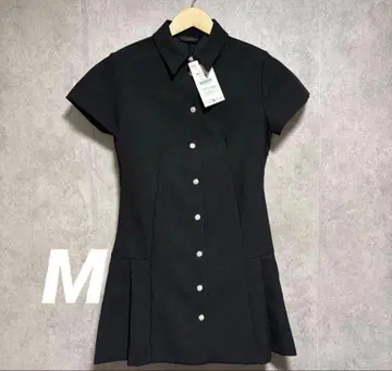 ZARA 플리츠 미니 원피스 블랙 반팔 M