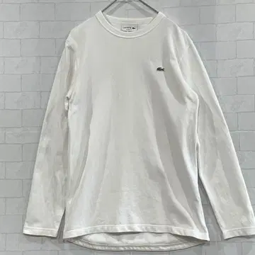 새상품급 라코스테 LACOSTE 로고 자수 롱 T 남성용 화이트 슬림핏