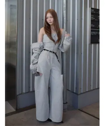 Darich 본딩 맨투맨 사이드 슬릿 와이드 팬츠