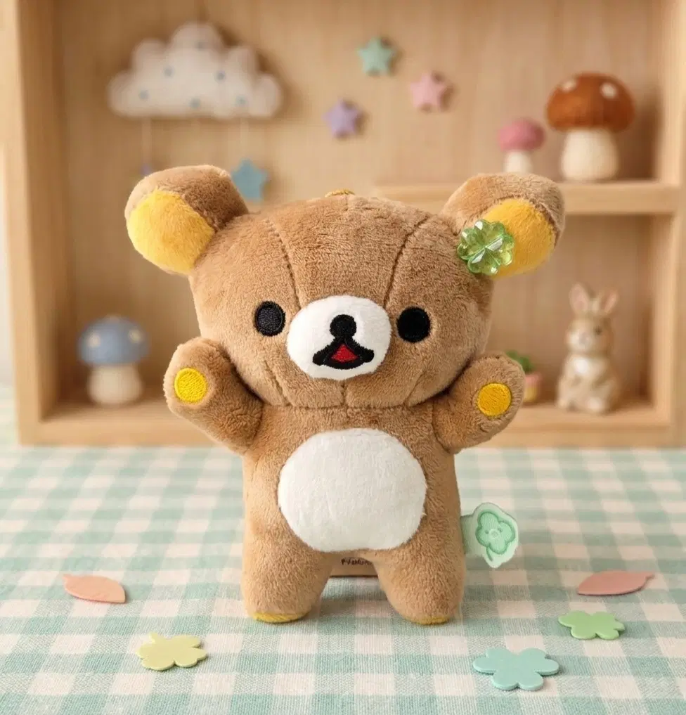 네잎클로버 리락쿠마 인형 키링
