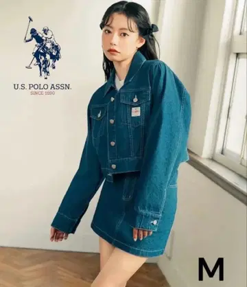 U.S.POLO ASSN. 데님 자켓 스커트 셋업 M