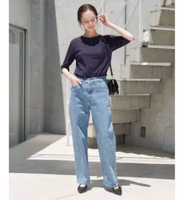 슬로브 이에나 LE DENIM 36 스트레이트 데님 팬츠 색스 블루