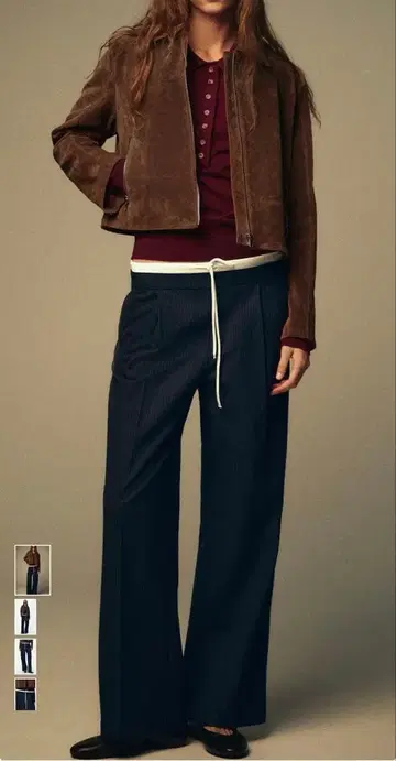 ZARA 더블 허리 와이드 팬츠 핀스트라이프 S 사이즈