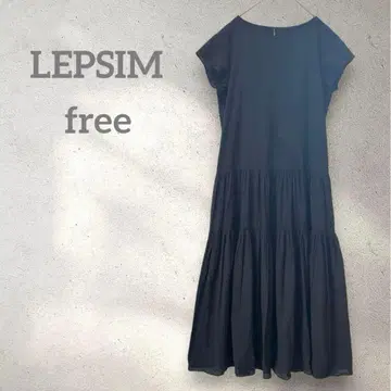 LEPSIM 렙심 티어드 원피스 블랙 롱 원피스 반팔 면