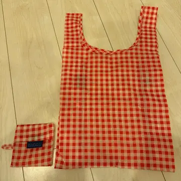 BABY BAGGU 깅엄 체크 레드 에코백