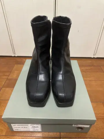 HARE 스퀘어토 사이드 지퍼 부츠 블랙 L 사이즈