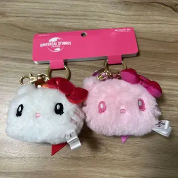 USJ 한정판 헬로키티 봉제 인형 키체인 세트
