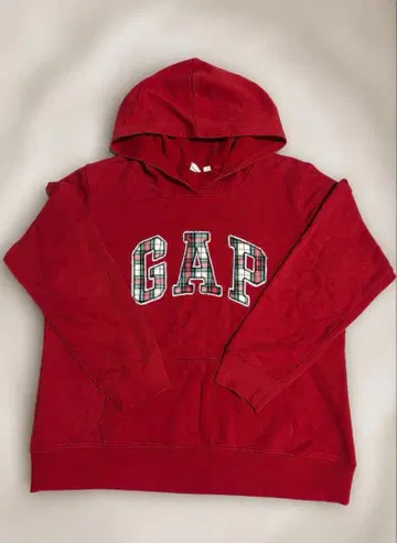 GAP 레드 체크 로고 후드티 L