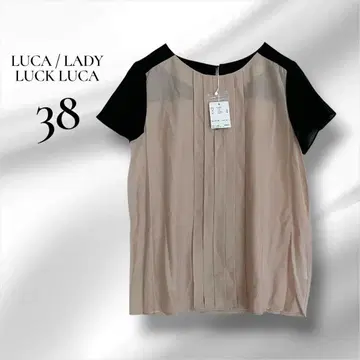 새상품 루카 LUCA 레이디 랙 루카 바이컬러 핀턱 블라우스 반팔
