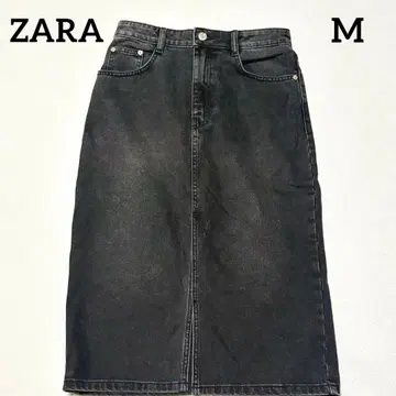 ZARA 블랙 데님 롱 타이트 스커트 슬릿 포함