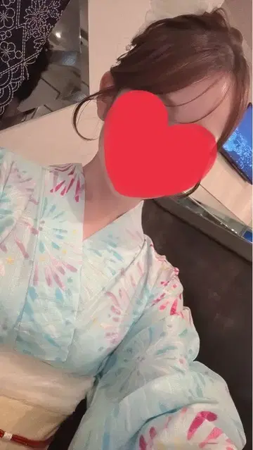스카이블루 불꽃놀이 패턴 유카타 오비 세트
