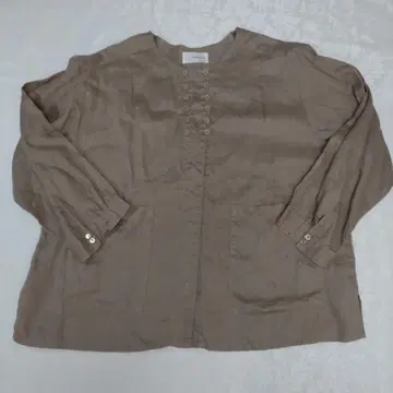 chambre de charme 린넨 100% 긴팔 블라우스 브라운