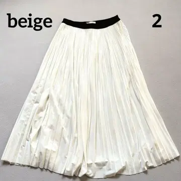 beige 2 화이트 허리밴딩 플리츠 스커트 롱 기장