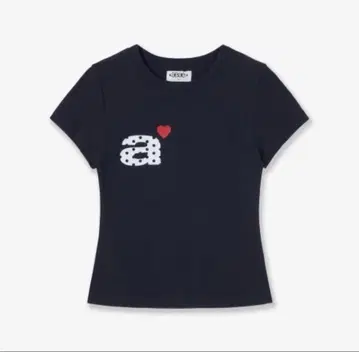 aeae 반팔 T셔츠 네이비 상의 한국 로고 하트 (새상품)