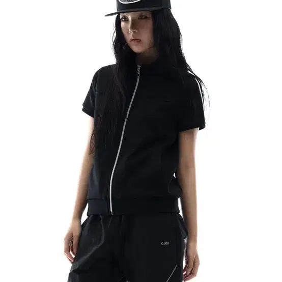 오호스OJOS  Metallic Tape Track Zip-Up 집업