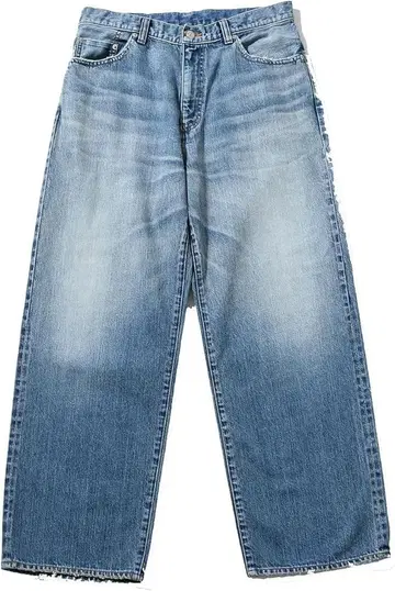 젬블 셀비치 데님 와이드 청바지 라이트 인디고 블루 32