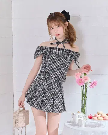 미셸 마카롱 허리 라인 강조 스커트 팬츠 세트