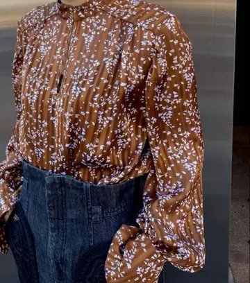 Mame Flower Hand-Printed Crepe Blouse