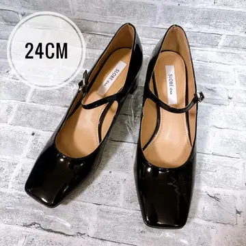 슬로브 이에나 멜리 제인 펌프스 에나멜 블랙 24cm 스퀘어토