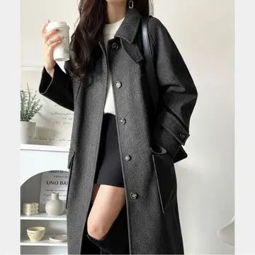 classicalelf 롱 스탠 칼라 코트 차콜 그레이