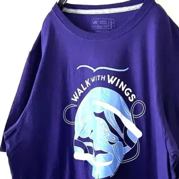 WALK WITH WINGS 윙 티셔츠 L 퍼플 보라색 구제 의류