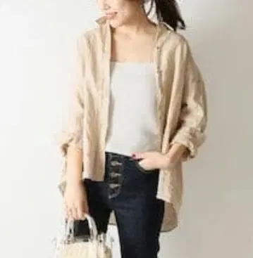 Spick & Span 아사 빅 셔츠 베이지