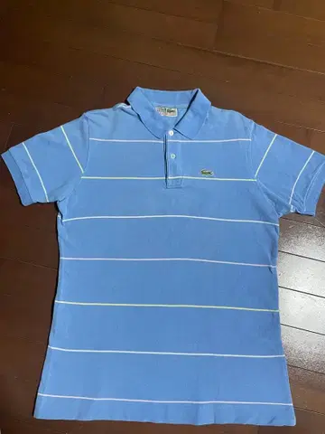 CHEMISE LACOSTE 피케 셔츠 보더 블루 사이즈 6