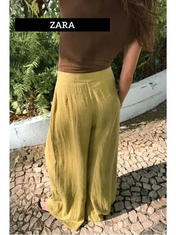 ZARA 랩 스타일 와이드 팬츠 가우초 머스타드 카키