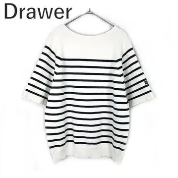 드로어 Drawer 반팔 티셔츠 보더 니트 화이트 네이비 화이트 네이비